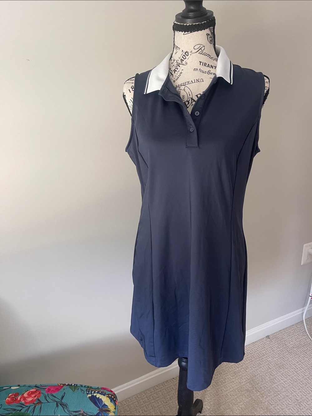 Tommy Bahama Navy Sleeveless Polo Dress with White Collar